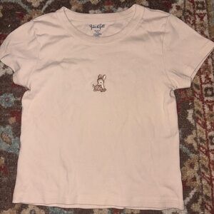 BRANDY MELVILLE Light Pink Baby Tee with Bambi Embroidery